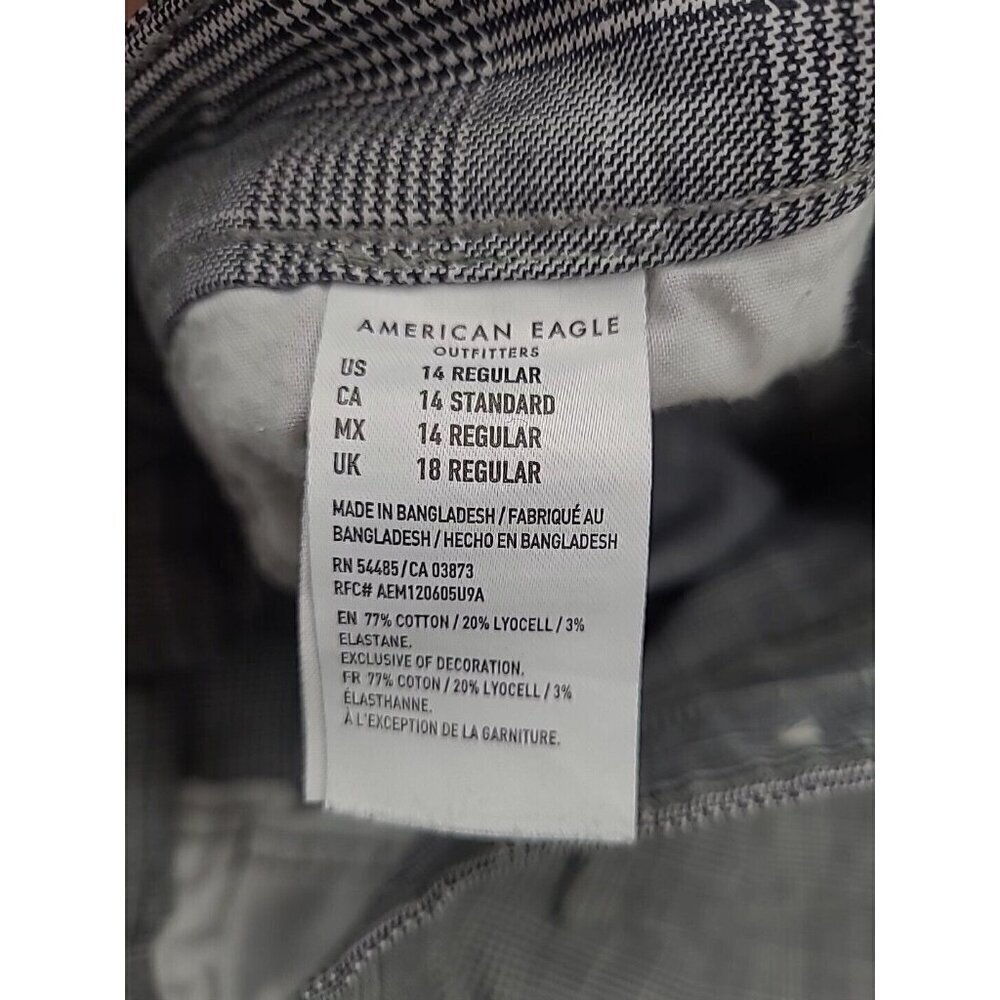 American Eagle Super Stretch Pants Women's Size 14 Regular Grey Plaid Tapered - Picture 5 of 6